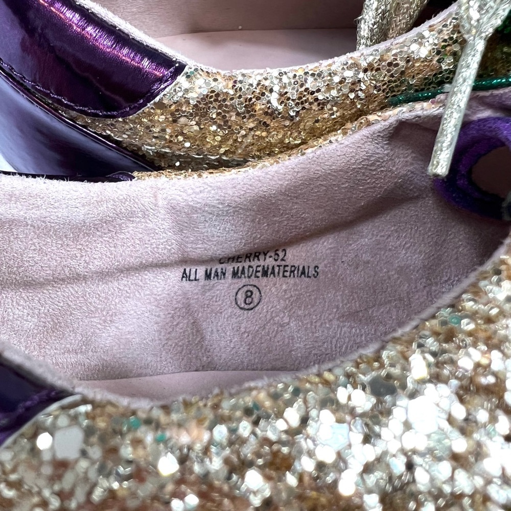 Mardis Gras Glitter Lace-Up Sneakers in Green, Purple & Gold - Picture 10 of 10